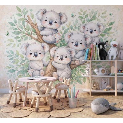 Art Gift Decor Детски фототапет коали върху дърво в пастелни цветове