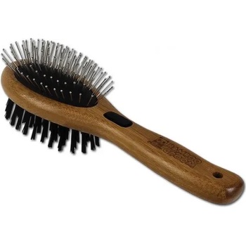 Bamboo Groom Brush Oval with Bristles & Stainless Steel Pins - бамбукова четка, овална, с игилички и косъм, за малки и средни породи, BGCOMBO