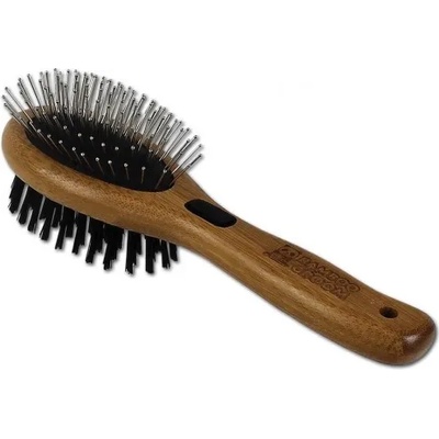 Bamboo Groom Brush Oval with Bristles & Stainless Steel Pins - бамбукова четка, овална, с игилички и косъм, за малки и средни породи, BGCOMBO