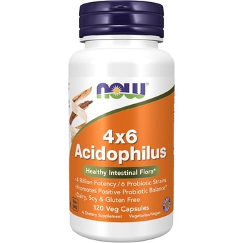 NOW NOW 4x6 Acidophilus, 120 Veg Capsules