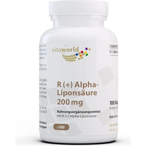 vitaworld Метаболизъм и кръвна захар - R(+) Aлфа липоева киселина (R + Alpha-Liponsaure), 200 mg x 100 капсули (16496658 VW)