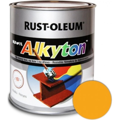 Rust Oleum Alkyton antikorózna farba na hrdzu 2v1 RAL 1007 žltá sýta 750 ml