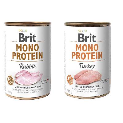 BRIT MONO PROTEIN RABBIT 6x400g + BRIT MONO PROTEIN TURKEY 6x400g