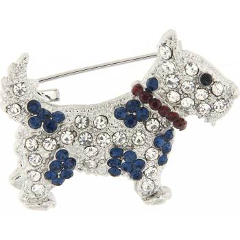 Biju brošňa psík s brúsenými kamienkami modrá 9001668-1