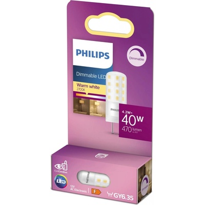 Philips GY6.35 LED kolíková žiarovka 4,2W 827 dim 872016917104600