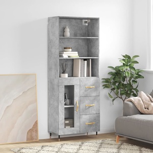 vidaXL Висок шкаф, бетонно сив, 69, 5x34x180 см, инженерно дърво (3189489)