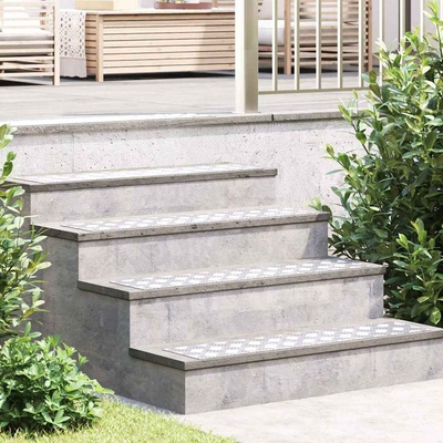 vidaXL Стъпало Правоъгълна 4 pcs Сребрист 90 x 20 cm Алуминий (4104266)