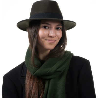 Fiebig plstěný klobouk fedora nemačkavý cestovní zelený