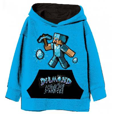 Minecraft mikina Diamond miner modrá dětská Velikost mikiny: 10 let (140 cm)
