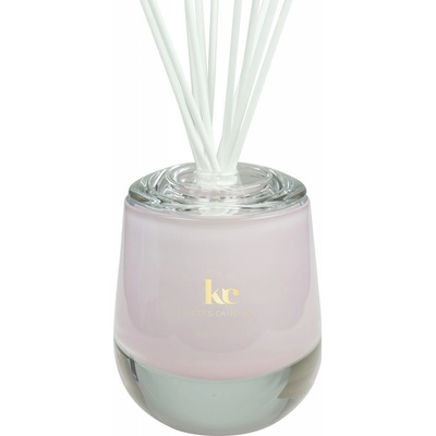 Kett's Candles Baby Powder Luxusní vonný difuzér z českého skla víčko + tělo difuzéru + 15 stébel + 150 ml náplně