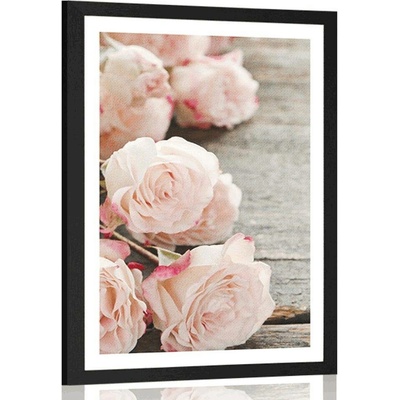Plakát s paspartou romantické růže - 30x45 white