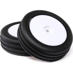 Losi Гуми с джанта Wide Body Rib, предни, бял диск (2): Mini-B