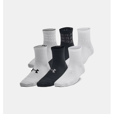 Under Armour dětské ponožky Essential 6pk Qtr černá bílá šedá