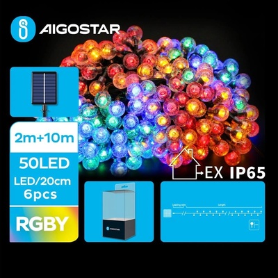 Aigostar LED Solárna dekoračná reťaz 50xLED 8 funkcií 12m IP65 multicolor AI0431