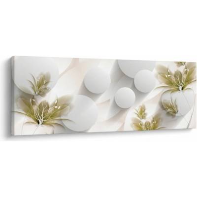 Obraz - 3D kruhy s květinami, jednodílný 100x40 cm