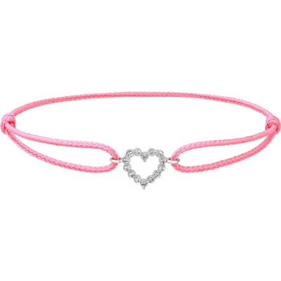 Tiami provázkový náramek Little Heart z bílého zlata s diamanty Šnůrkové náramky růžový BLHW20005