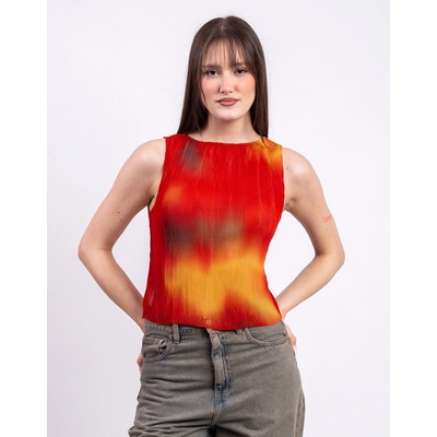 Thinking MU Flowers Pleated Dora Top MULTICOLOR
