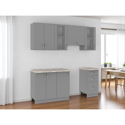 NEJBY Kuchynská linka VALSON 140/200 cm lávovo sivá