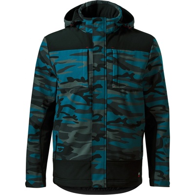 Rimeck Vertex Camo pánska zimná softshellová bunda W56 camouflage petrol