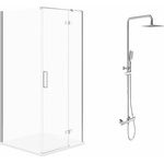 Cersanit Комплект душ кабина Cersanit Jota хром 90x90 см и душ колона Invena Svart хром (S160-001+AU-85-001-X)