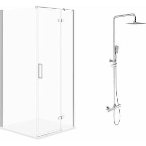 Cersanit Комплект душ кабина Cersanit Jota хром 90x90 см и душ колона Invena Svart хром (S160-001+AU-85-001-X)