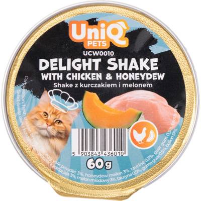 Uniq Pets Cat Wet Food Fruity Shake Chicken & Honeydew кремообразен шейк за котки с пиле и пъпеш, 60 g