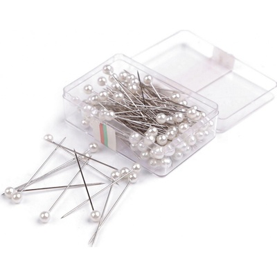 Ozdobné špendlíky s perleťovou hlavičkou délka 40 mm, malé, 1 bílá – Zboží Dáma