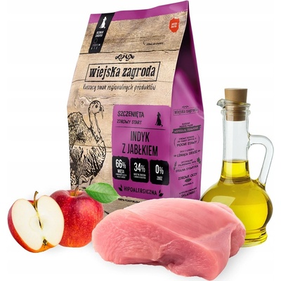 Wiejska Zagroda pre šteňatá hydina s jablkami 2 kg