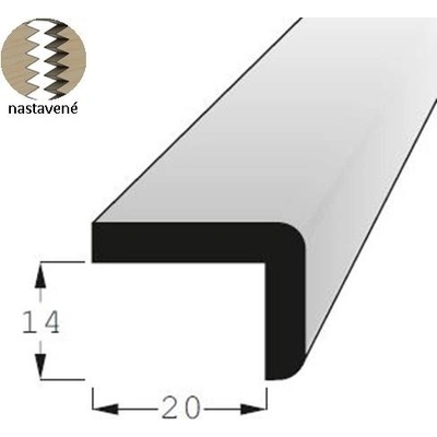 Lišta tvaru L 14x20mm, délka 150cm, nastavovaná
