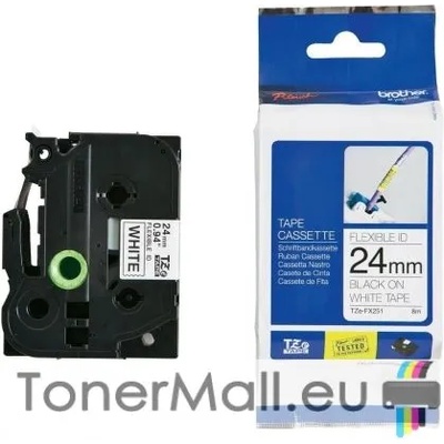Brother Tape Black on White, Flexible Brother TZE-FX251