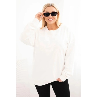 Kesi Dámska mikina s kruhovým dizajnom Plus Size bavlnená basic s okrúhlym výstrihom biela