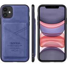 Púzdro Taokkim ochranné z PU kože s kapsou v retro štéle iPhone 11 - modré