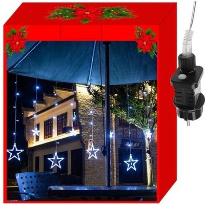 ShopJK VÁNOČNÍ SVĚTELNÝ ŘETĚZ 138X LED 31V HVĚZDY STUDENÁ BÍLÁ 8 REŽIMŮ 11318