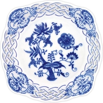 Český porcelán Dubí Cibulák mísa čtyřhranná prolamovaná 1 10369 17 cm