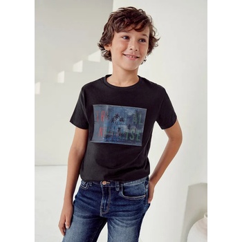 Image 1 of MAYORAL Тениска с къс ръкав лентикулярен принт и цветен надпис за момче Майорал в черно