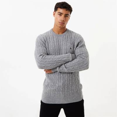 Jack Wills Пуловер Jack Wills Marlow Merino Wool Blend Cable Knitted Jumper - Grey