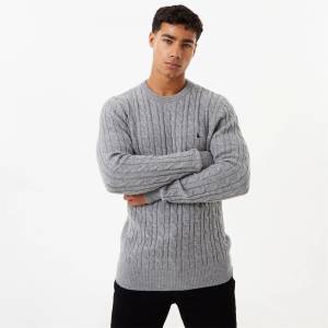 Jack Wills Пуловер Jack Wills Jack Marlow Merino Wool Blend Cable Knitted Jumper Men - Grey