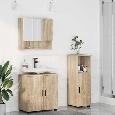 vidaXL Комплект мебели за баня 3 бр. Сонома дъб 61 x 35 x 64 см (3392945)