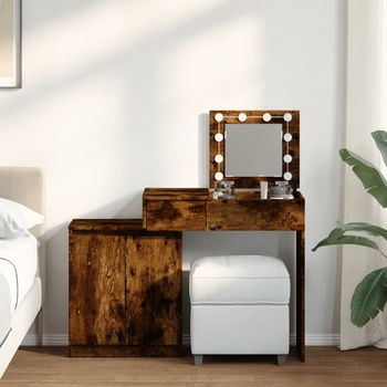 Image 1 of vidaXL Тоалетка с LED, опушен дъб, 115x37x110, 5 см (848231)