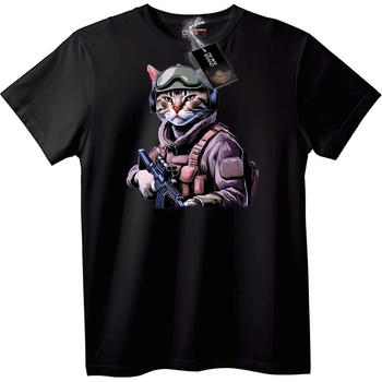 NOONEBRAND Тениска Котешки Войник - 4XL, Black