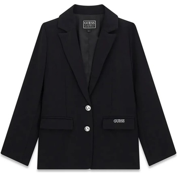 GUESS Елегантно сако в черно за момиче със сребристи копчета и лого Guess