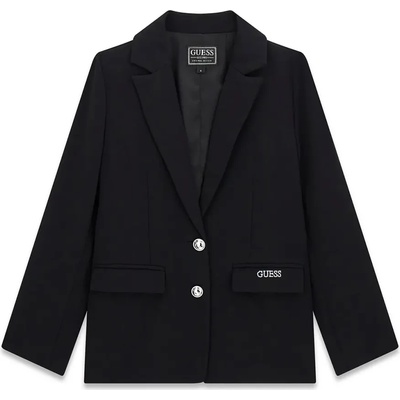 GUESS Елегантно сако в черно за момиче със сребристи копчета и лого Guess