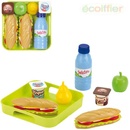 Ecoiffier 100% Chef 955 olovrant obložené chlebíky s jogurtom vodou a ovocím na tácke