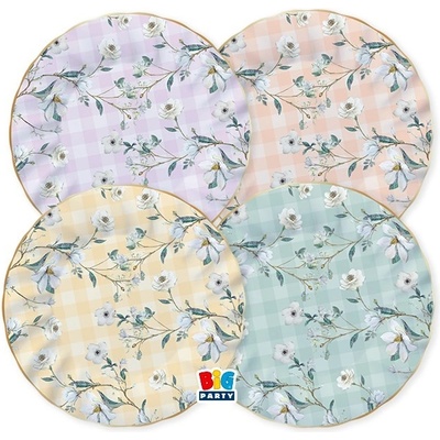 Big Party Красиви Чинии на Кари и Цветя, 20см (1 Пакет / 8Бр. )