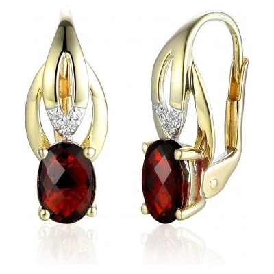 Gems, Diamantové náušnice Marjorie, kombinované zlato s brilianty a granáty, 585-38-3-4685.2ZB0.0.00.HSI.610.08