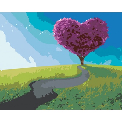 zuty Malování Podle Čísel Fialový Strom Ve Tvaru Srdce 80 x 100 Cm Plátno Rám