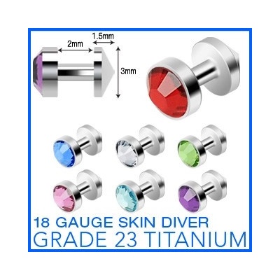 Šperky eshop Titanový implantát skin diver se zirkonem C10.19 Čirá C