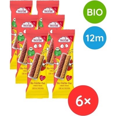 FruchtBar BIO Ovesné duo tyčinky jahoda, banán, jablko 6 x 27 g