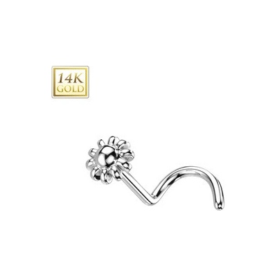 Šperky4U zlatý piercing do nosu kytička ZL01239-WG