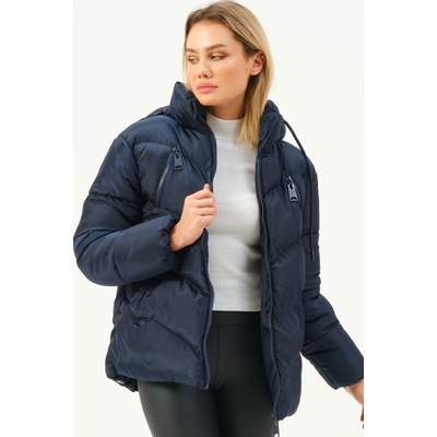 Z6769 DEWBERRY WOMEN'S COAT-LACQUER modrá
